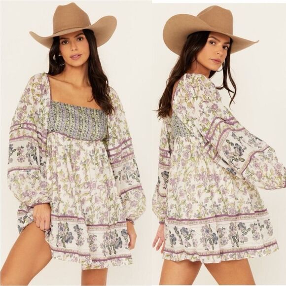 Free People Endless Afternoon Dress Floral Bohemian Babydoll Coquette Romantic - Picture 2 of 15